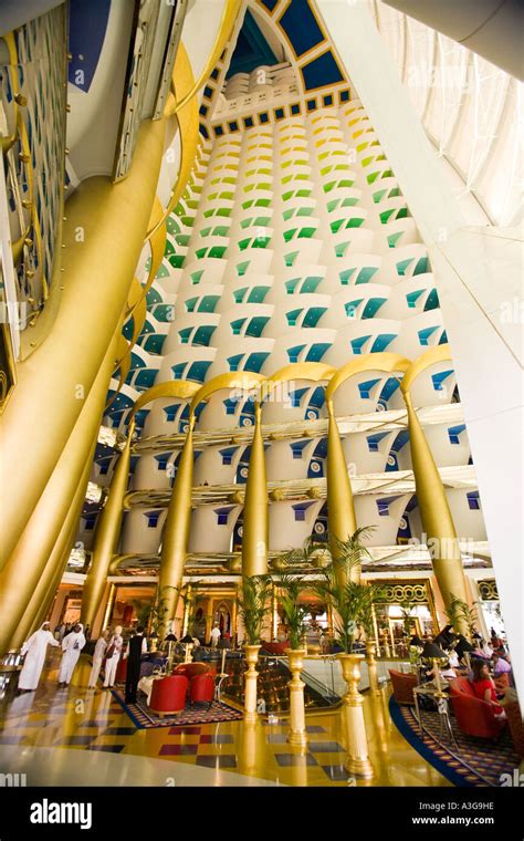 Burj Al-Arab Hotel, Dubai, UAE - Magnificent view to the ceiling Stock ...