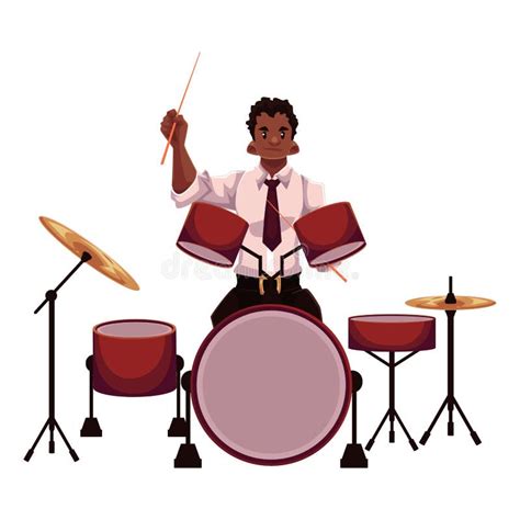 Handsome African Male Drummer Playing Drums Stock Vector - Illustration of adult, drummer: 79113178