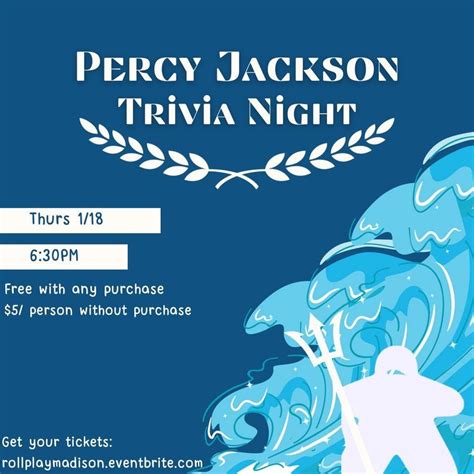 Percy Jackson Trivia Night, Garver Feed Mill, Madison, January 18 2024 | AllEvents.in