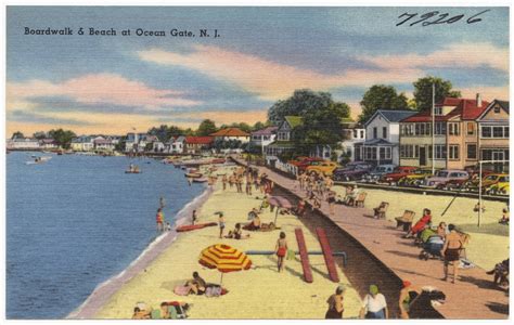 Boardwalk & beach at Ocean Gate, N. J. - Digital Commonwealth