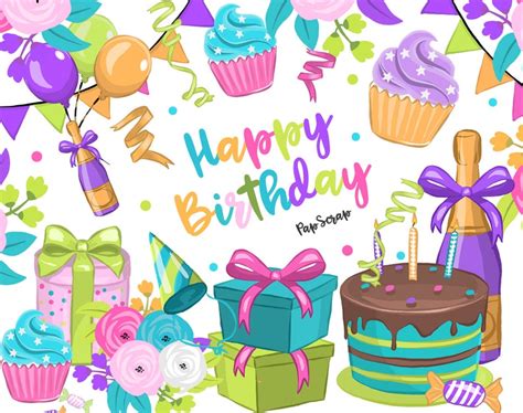 Happy Birthday Clip Art Birthday Clipart Birthday Party | Etsy