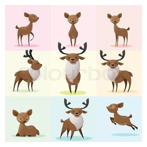 Set of Deer family , vector , ... | Stock vector | Colourbox