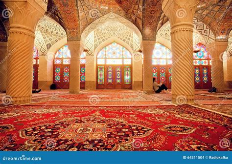 Impressive Interior of Nasir Ol Molk Mosque and Resting People Inside Editorial Stock Image ...