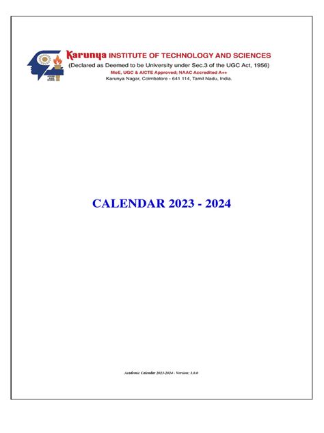 Calendar 2025 Karunya Institute - Ivonne Zorina