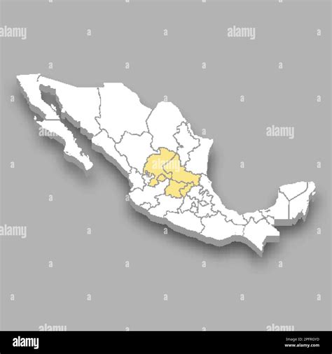 The Bajio region location within Mexico 3d isometric map Stock Vector ...