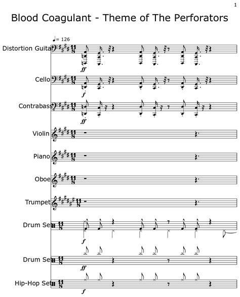 Blood Coagulant - Theme of The Perforators - Sheet music for Distortion Guitar, Cello ...