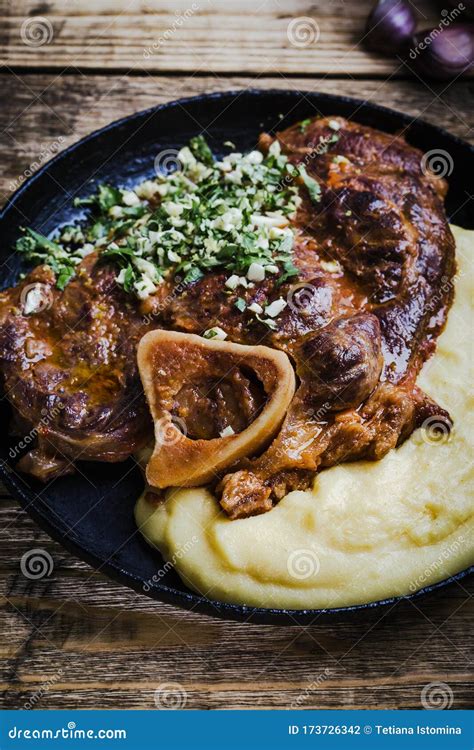 Osso Buco with Gremolata Served with Polenta Stock Photo - Image of organic, ossobuco: 173726342