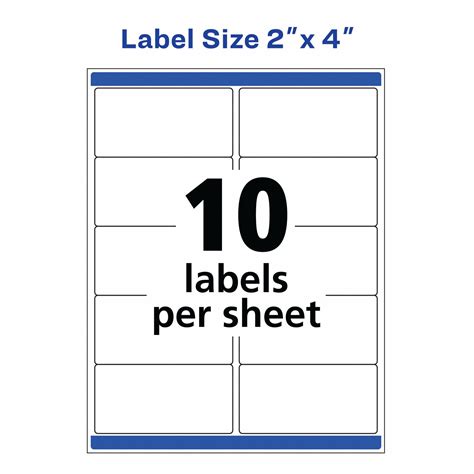 AVERY Laser Label: 5,523 Avery Template #, White, 2 in Label Ht, 4 in Label Wd, 500 Labels, 500 ...