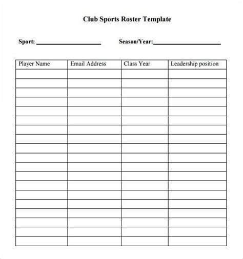 28+ Sample Roster Templates in PDF | MS Word | Excel