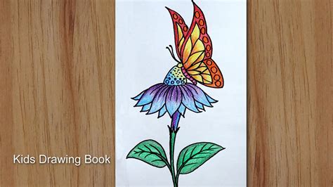 Butterfly And Flower Drawing For Kids