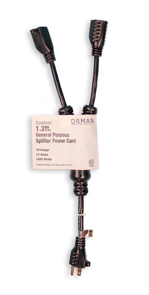 1.2' 2 Way Splitter Cord - Orman Inc.