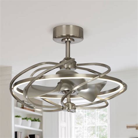 Satin Nickel 27-in Reversible 3-Blade LED Fandelier Ceiling Fan - On ...