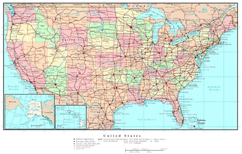 Printable Map Of The United States With Major Cities And Highways ...