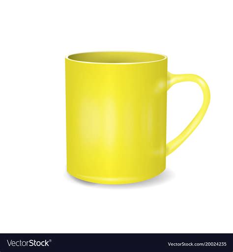 Yellow cup isolated on white background blank cup Vector Image