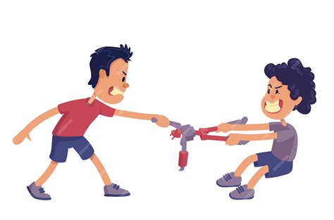 Premium Vector | Siblings rivalry cartoon illustration. brothers ...