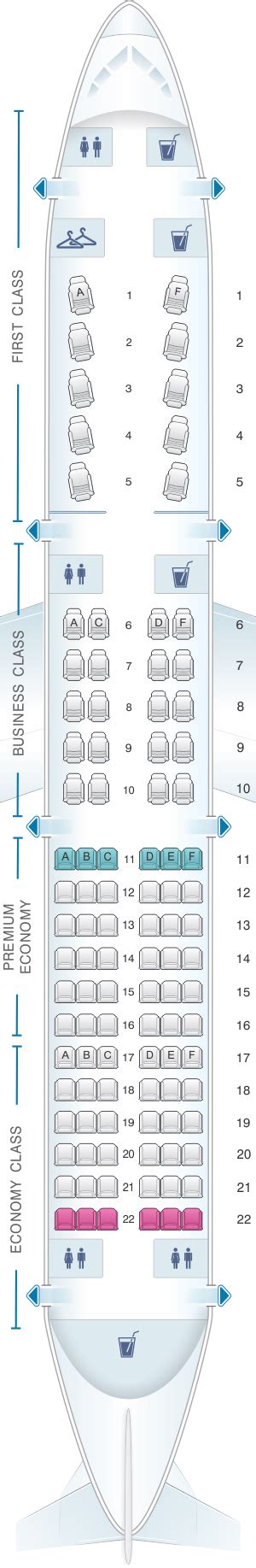 Seat Map American Airlines Airbus A321 Transcontinental | SeatMaestro.com