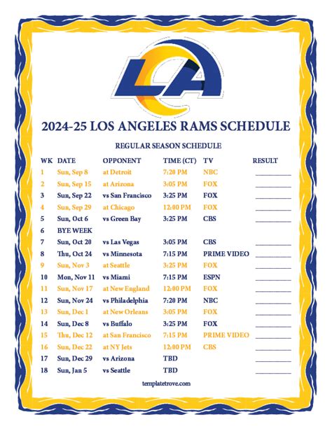 Rams 2025 2025 Schedule - Evie Oralee