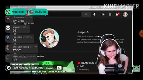 gd juniper hits 300k live with epic chat reaction too lol - YouTube