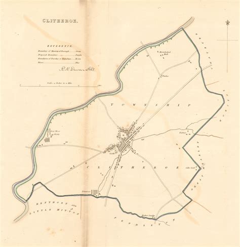 CLITHEROE town/borough plan. BOUNDARY REVIEW. Lancashire. DAWSON 1837 ...