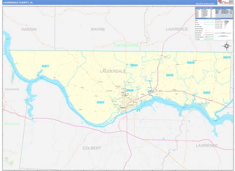 Lauderdale County, AL Zip Code Wall Map Basic Style by MarketMAPS - MapSales