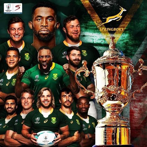 the south african rugby team with their trophy