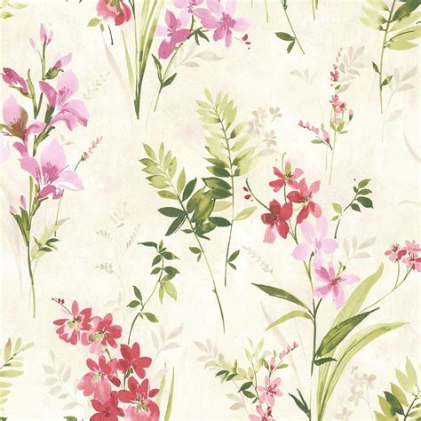 Brewster Driselle Pink Floral Wallpaper Sample-2686-21627SAM - The Home ...