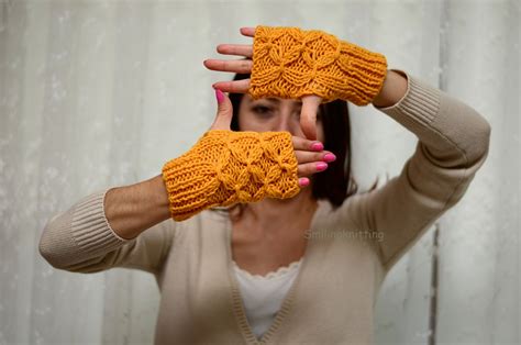 Yellow Fingerless Gloves Mustard Yellow Hand Knit Gloves - Etsy