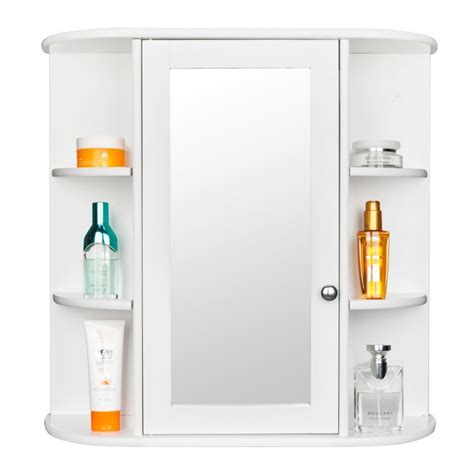 3-tier Single Door Mirror Indoor Bathroom Wall Mounted Cabinet Shelf ...