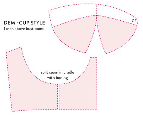 Demi cup pattern: bustier bra cup pieces Bustier Pattern, Corset Sewing Pattern, Pattern ...