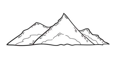 Line drawing of mountain range landscape. Hand drawn element in simple ...