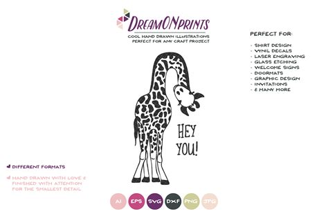 Hey YOU | Fun Giraffe SVG | Funny Giraffe Illustration