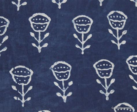 Indigo Blue Floral Fabric Cotton Fabric Hand Block Print - Etsy