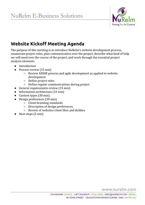 Kick Off Meeting Agenda Template - Detrester.com