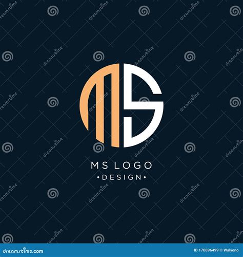 MS Circle Initials Letter Logo Design with Sans Serif Font Vector ...