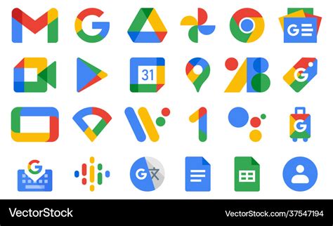 Set new google product icons Royalty Free Vector Image