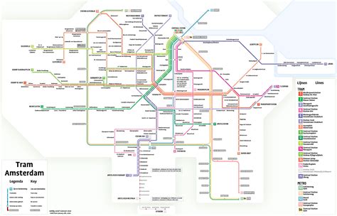 Amsterdam tram map - Map tram Amsterdam (Netherlands)