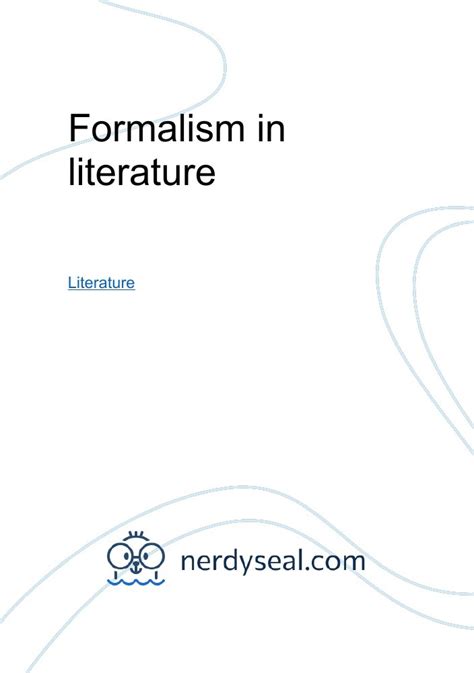 Formalism in literature - 503 Words - NerdySeal