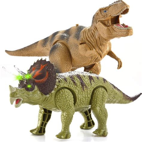 JOYIN 2 in 1 Dinosaur Realistic Walking T-rex Toy Electronic and ...