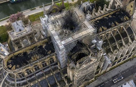 Aerial photos of fire damaged Notre Dame Cathedral - April 17, 2019 ...