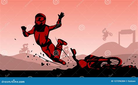 Motocross Accident Hard Landing Crash Illustration Vector Stock Vector - Illustration of ...