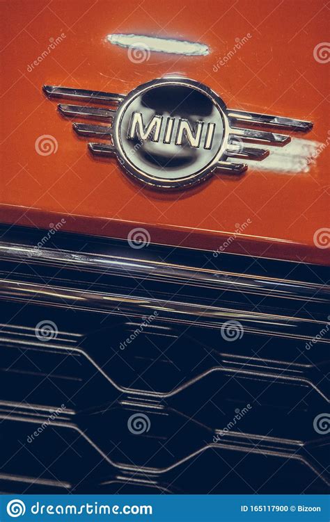 Mini logo on a car editorial image. Image of label, insignia - 165117900