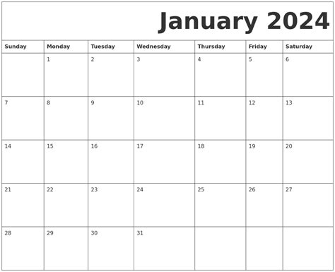 January 2024 Free Printable Calendar