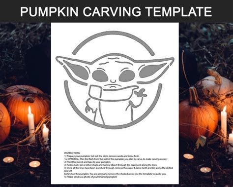 Grogu Pumpkin Template Baby Yoda Mandalorian - Etsy UK