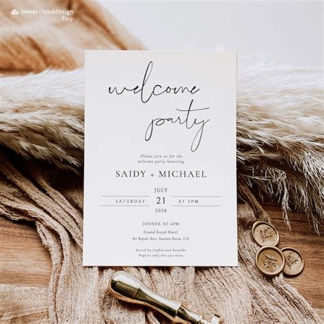 Simple Welcome Dinner Party Invitation Templateminimal - Etsy