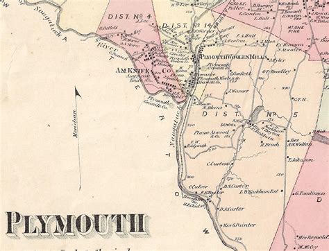 VINTAGE 1874 Plymouth, CT. Map with Homeowners Names Shown | eBay