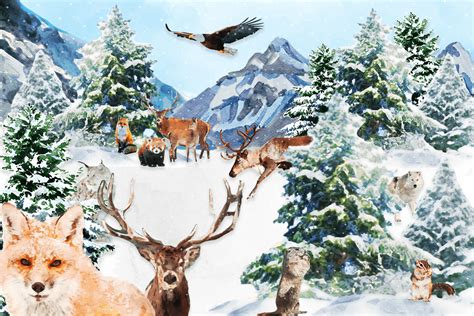 Watercolor Winter Animals Clipart Graphic by Let it be Design · Creative Fabrica