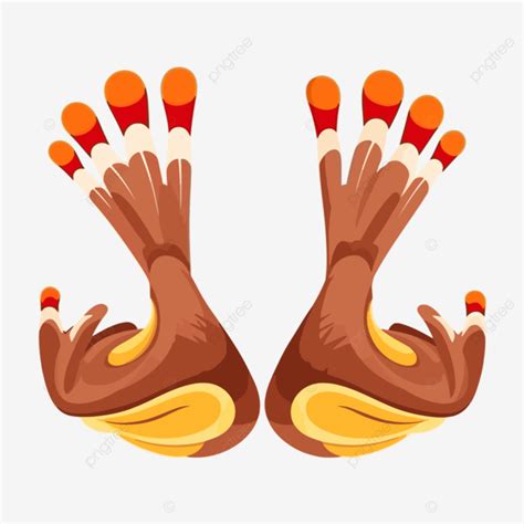 Turkey Feet, Sticker Clipart Turkey Feet Illustration With Cartoon Style Cartoonish Hands Vector ...