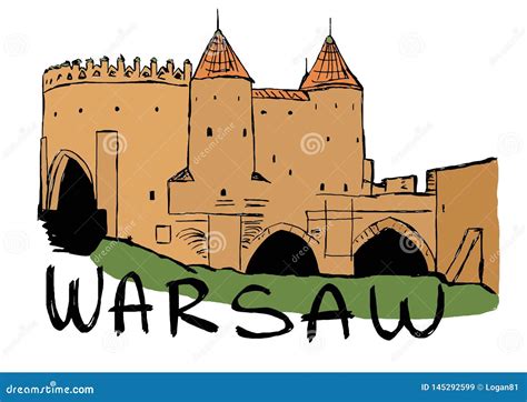 The Warsaw Barbican stock illustration. Illustration of sketch - 145292599