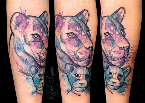 Lioness and her cub by Krystel Ivannie: TattooNOW
