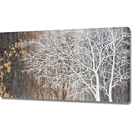 Amazon.com: Winter Tree Canvas Wall Art: Black & White Tree Picture ...